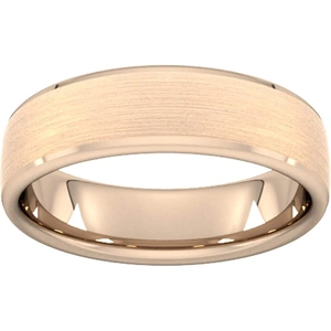 Goldsmiths 6mm Slight Court Standard Polished Chamfered Edges With Matt Centre Wedding Ring In 9 Carat Rose Gold - Ring Size V