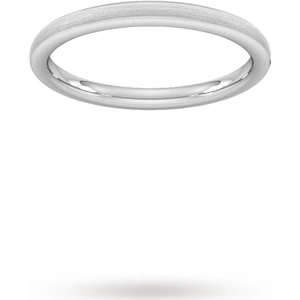 Goldsmiths 2mm D Shape Standard Matt Finished Wedding Ring In 9 Carat White Gold - Ring Size J