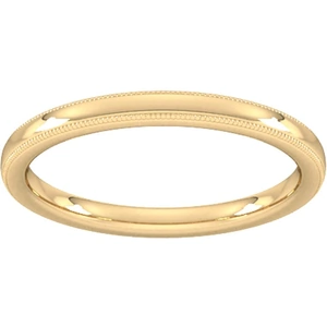 Goldsmiths 2.5mm D Shape Heavy Milgrain Edge Wedding Ring In 18 Carat Yellow Gold - Ring Size J