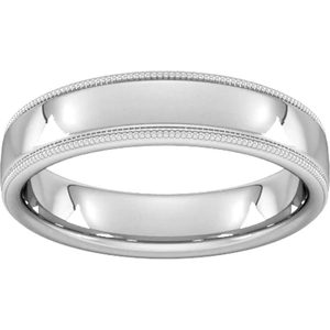 Goldsmiths 5mm Traditional Court Standard Milgrain Edge Wedding Ring In 9 Carat White Gold - Ring Size T