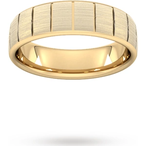 Goldsmiths 6mm Traditional Court Standard Vertical Lines Wedding Ring In 9 Carat Yellow Gold - Ring Size R