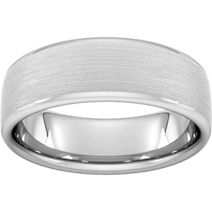 Goldsmiths 7mm Traditional Court Standard Matt Finished Wedding Ring In 950 Palladium - Ring Size P