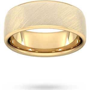 Goldsmiths 8mm Traditional Court Standard Diagonal Matt Finish Wedding Ring In 9 Carat Yellow Gold - Ring Size S