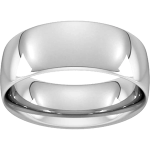 Goldsmiths 8mm Traditional Court Heavy Wedding Ring In 18 Carat White Gold - Ring Size R