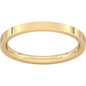 Goldsmiths 2mm Flat Court Heavy Wedding Ring In 18 Carat Yellow Gold - Ring Size L