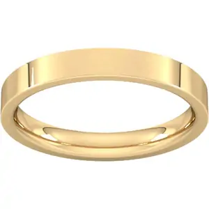 Goldsmiths 3mm Flat Court Heavy Wedding Ring In 18 Carat Yellow Gold - Ring Size Y