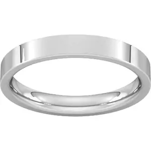 Goldsmiths 3mm Flat Court Heavy Wedding Ring In 950 Palladium - Ring Size X