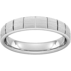 Goldsmiths 4mm Flat Court Heavy Vertical Lines Wedding Ring In 9 Carat White Gold - Ring Size V