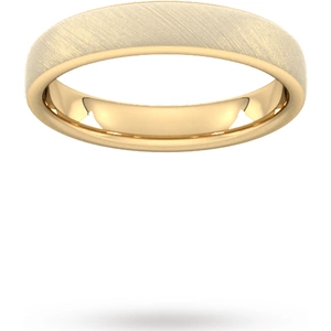 Goldsmiths 4mm Flat Court Heavy Diagonal Matt Finish Wedding Ring In 9 Carat Yellow Gold - Ring Size Q