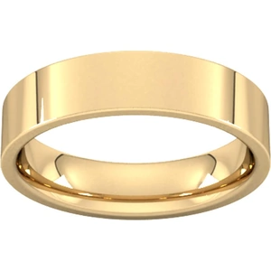 Goldsmiths 5mm Flat Court Heavy Wedding Ring In 9 Carat Yellow Gold - Ring Size P