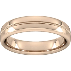 Goldsmiths 5mm Flat Court Heavy Milgrain Centre Wedding Ring In 9 Carat Rose Gold - Ring Size P