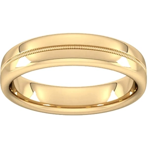 Goldsmiths 5mm Flat Court Heavy Milgrain Centre Wedding Ring In 18 Carat Yellow Gold - Ring Size P