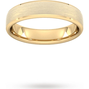 Goldsmiths 5mm Flat Court Heavy Polished Chamfered Edges With Matt Centre Wedding Ring In 9 Carat Yellow Gold - Ring Size R