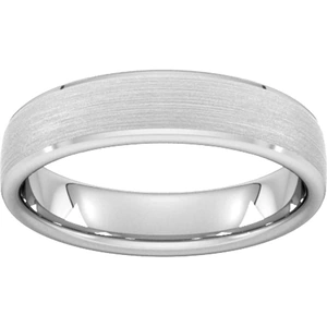 Goldsmiths 5mm Flat Court Heavy Polished Chamfered Edges With Matt Centre Wedding Ring In 950 Palladium - Ring Size T