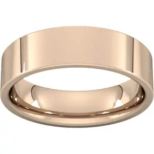 Goldsmiths 6mm Flat Court Heavy Wedding Ring In 9 Carat Rose Gold - Ring Size H