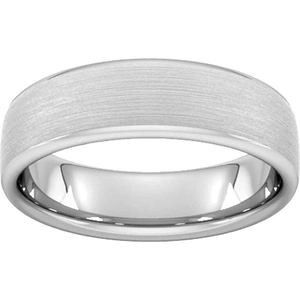 Goldsmiths 6mm Flat Court Heavy Matt Finished Wedding Ring In Platinum - Ring Size T