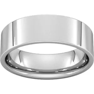 Goldsmiths 7mm Flat Court Heavy Wedding Ring In Sterling Silver - Ring Size S