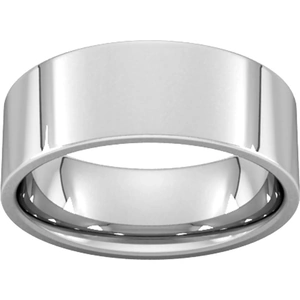 Goldsmiths 8mm Flat Court Heavy Wedding Ring In 9 Carat White Gold - Ring Size R