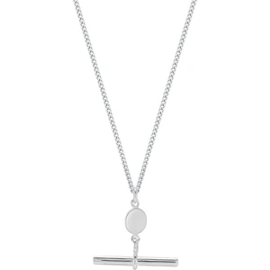 Goldsmiths Sterling Silver T-Bar & Disc Chain Necklace