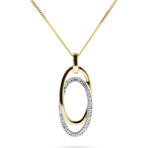 Goldsmiths 9ct Yellow and White Gold Fluid Oval Rings Pendant