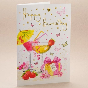 Greetings Happy Birthday Cocktail Card