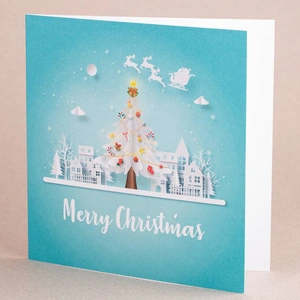 Greetings Aqua Blue Christmas Tree Card