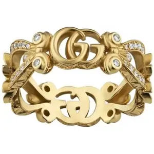 Gucci 18ct Yellow Gold Diamond Flora Ring - Ring Size N
