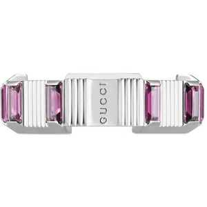 18ct White Gold Gucci Link to Love Rubelite Ring - Size 6