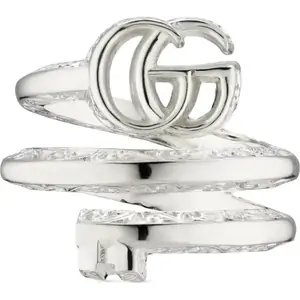 Gucci Sterling Silver GG Marmont Double Ring - Ring Size P