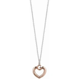 Guess Jewellery Ladies Guess Two-Tone Steel and Rose Plate Gisele Bold G Heart Nacklace