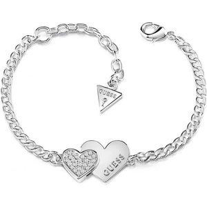 Guess Jewellery Ladies Guess Stainless Steel Me and You Me and You Double Heart Silver