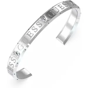 Guess Jewellery Ladies Guess Rhodium Plated Logo Round Bangle