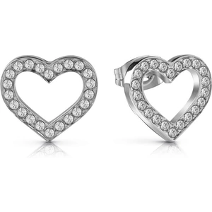 Guess Jewellery GUESS rhodium plated heart frame stud earrings with Swarovski® crystals