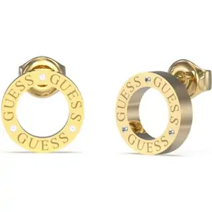 Guess Jewellery Ladies Guess Gold Plated 14mm Logo Stud Earrings