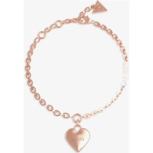 Guess Falling In Love Rose Gold Tone Heart Chain Bracelet UBB02229RGL