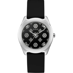 Guess Peony G Silver Black Silicone Black Dial Watch GW0107L1