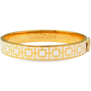 Halcyon Days Jewellery 1cm Mosaic Cream & Gold Hinged Bangle