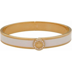 Halcyon Days Jewellery 1cm Sparkle Button Plain Cream & Gold Hinged Bangle
