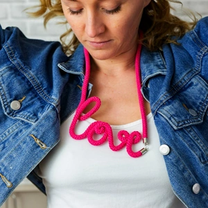 Handmade by Tinni Cotton Love Word Necklace