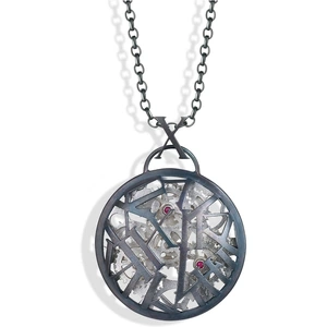 Hannah Blackwood Jewellery Sterling Silver Changing Time Pendant Set With Cabochon Rubies
