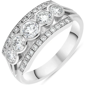 Hans D Krieger 18ct White Gold 1.25ct Diamond Graduated Three Row Eternity Ring - N