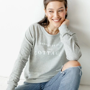 Happiness Is Inc. Happiness is...Cottage Sweatshirt in Heather Grey