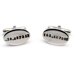 HilaryandJune Personalised Numerical Oval Sterling Silver Cufflinks