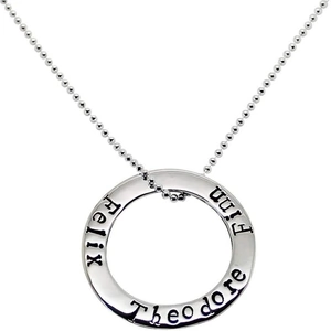 HilaryandJune Sterling Silver Personalised Circle Pendant