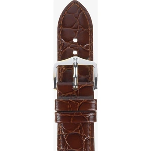 HIRSCH Crocograin 18mm Long Brown Leather Watch Strap 12322810-2-18