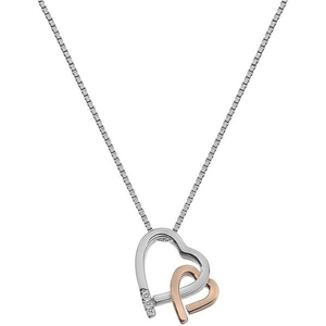 Hot Diamonds Warm Heart Sterling Silver Rose Gold Plated Necklace - Default Title / Silver