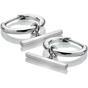 Hot Diamonds Linked T-Bar Sterling Silver Hoop Earrings