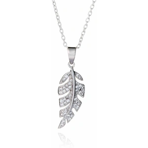 Inscripture Sterling Silver Diamante Feather Necklace