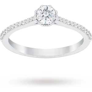 Jenny Packham Platinum 0.50 Carat Diamond 8 Claw Single Stone Ring - Ring Size L