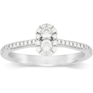 Jenny Packham 18ct White Gold 0.33ct Flower Cluster Diamond Ring - Ring Size J